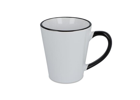 Melbourne Sublimationsbecher farbiger Rand & Henkel 300ml - Weiss / Schwarz bedrucken, Art.-Nr. LT51192-N0102 Melbourne Sublimationsbecher farbiger Rand & Henkel 300ml - Weiss / Schwarz bedrucken, Art.-Nr. LT51192-N0102