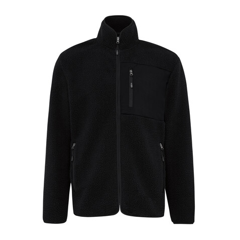 IQONIQ Diran Fleecejacke aus recyceltem Polyesterflor schwarz bedrucken, Art.-Nr. T9800.001.L IQONIQ Diran Fleecejacke aus recyceltem Polyesterflor schwarz bedrucken, Art.-Nr. T9800.001.L