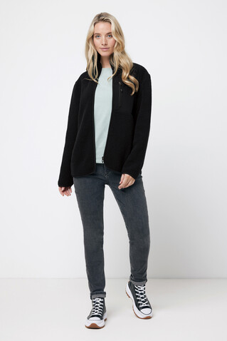 IQONIQ Diran Fleecejacke aus recyceltem Polyesterflor schwarz bedrucken, Art.-Nr. T9800.001.L IQONIQ Diran Fleecejacke aus recyceltem Polyesterflor schwarz bedrucken, Art.-Nr. T9800.001.L