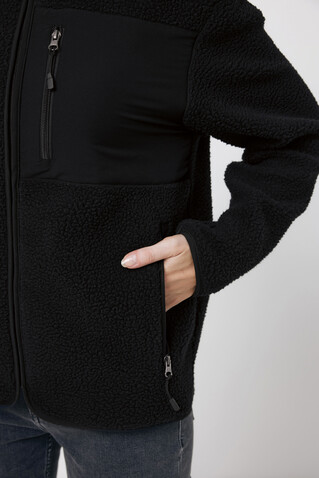 IQONIQ Diran Fleecejacke aus recyceltem Polyesterflor schwarz bedrucken, Art.-Nr. T9800.001.L IQONIQ Diran Fleecejacke aus recyceltem Polyesterflor schwarz bedrucken, Art.-Nr. T9800.001.L