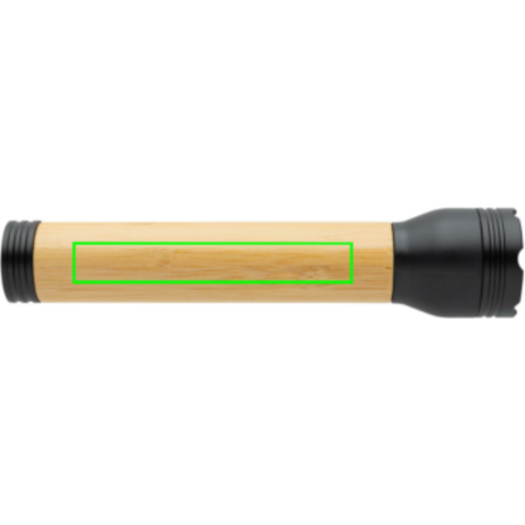 Lucid 5W Taschenlampe aus RCS recyceltem Kunststoff & Bambus schwarz, braun bedrucken, Art.-Nr. P513.791 Lucid 5W Taschenlampe aus RCS recyceltem Kunststoff & Bambus schwarz, braun bedrucken, Art.-Nr. P513.791