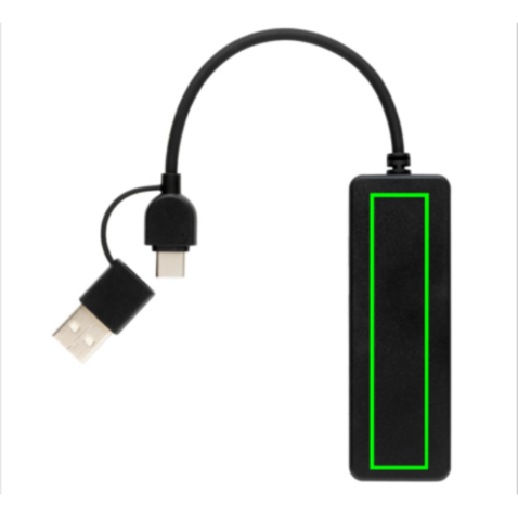 RCS recycelter USB-Hub mit Dual-Input schwarz bedrucken, Art.-Nr. P308.261 RCS recycelter USB-Hub mit Dual-Input schwarz bedrucken, Art.-Nr. P308.261