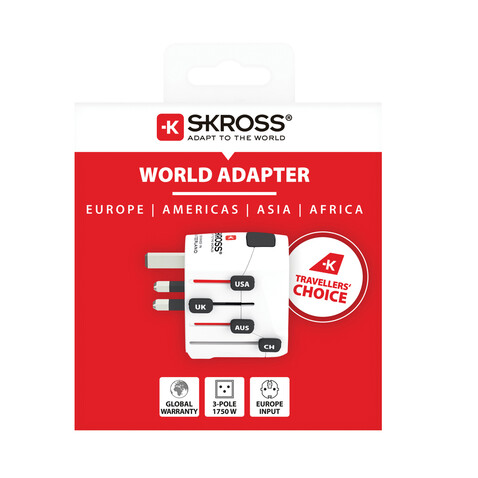 SKROSS Pro 3-Pole World Travel Adapter weiß bedrucken, Art.-Nr. RB1.103145 SKROSS Pro 3-Pole World Travel Adapter weiß bedrucken, Art.-Nr. RB1.103145
