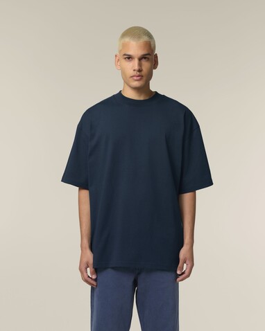 Blaster 2.0 - Das Oversized Unisex-T-Shirt mit Stehkragen - French Navy - XXL bedrucken, Art.-Nr. STTU959C7272X