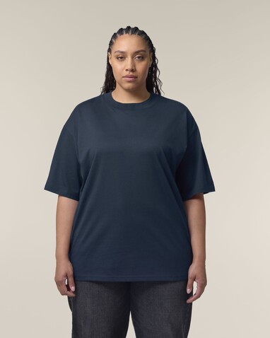 Blaster 2.0 - Das Oversized Unisex-T-Shirt mit Stehkragen - French Navy - XS bedrucken, Art.-Nr. STTU959C727XS