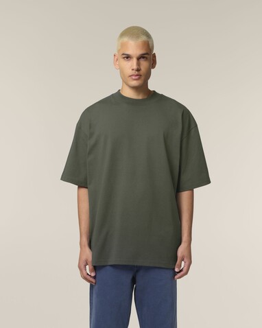 Blaster 2.0 - Das Oversized Unisex-T-Shirt mit Stehkragen - Khaki - XL bedrucken, Art.-Nr. STTU959C2231X