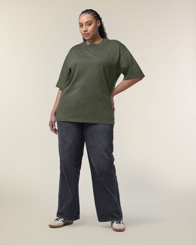 Blaster 2.0 - Das Oversized Unisex-T-Shirt mit Stehkragen - Khaki - XXL bedrucken, Art.-Nr. STTU959C2232X