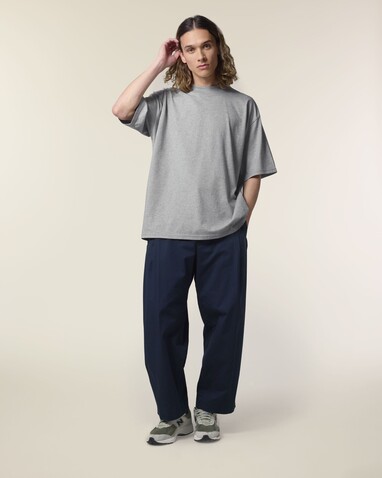 Blaster 2.0 - Das Oversized Unisex-T-Shirt mit Stehkragen - Heather Grey - XS bedrucken, Art.-Nr. STTU959C250XS