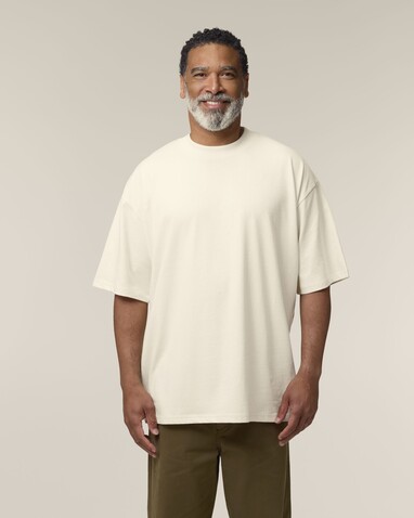 Blaster 2.0 - Das Oversized Unisex-T-Shirt mit Stehkragen - Natural Raw - M bedrucken, Art.-Nr. STTU959C0541M