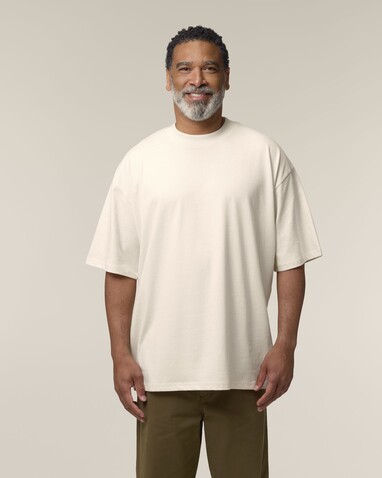 Blaster 2.0 - Das Oversized Unisex-T-Shirt mit Stehkragen - Cream - M bedrucken, Art.-Nr. STTU959C3611M