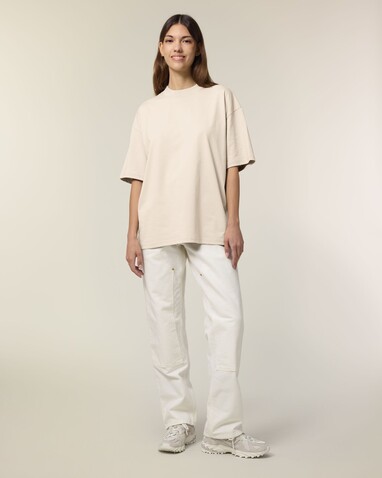 Blaster 2.0 - Das Oversized Unisex-T-Shirt mit Stehkragen - Cream - 3XL bedrucken, Art.-Nr. STTU959C3613X