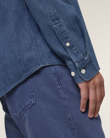 Stanley Denim Shirt - Das Herren-Jeanshemd - Mid Wash - S bedrucken, Art.-Nr. STWM967C3711S