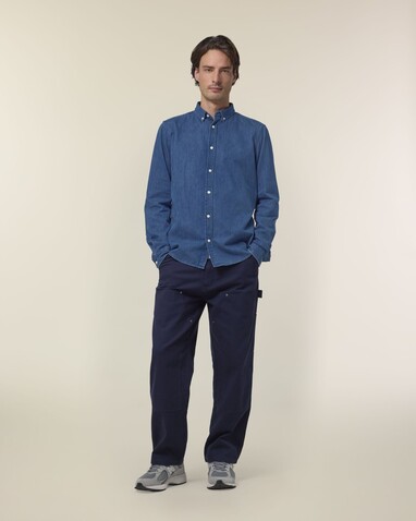 Stanley Denim Shirt - Das Herren-Jeanshemd - Mid Wash - L bedrucken, Art.-Nr. STWM967C3711L