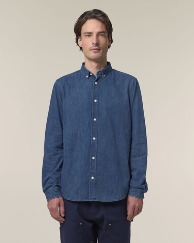Stanley Denim Shirt - Das Herren-Jeanshemd - Mid Wash - L bedrucken, Art.-Nr. STWM967C3711L