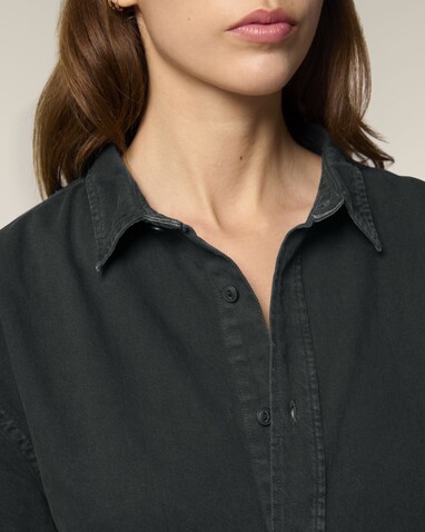 Worker Shirt - Das Relaxed Unisex-Hemd - G. Dyed Black Rock - S bedrucken, Art.-Nr. STWU975C1401S