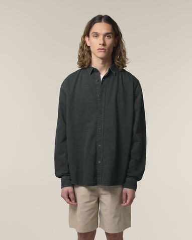 Worker Shirt - Das Relaxed Unisex-Hemd - G. Dyed Black Rock - M bedrucken, Art.-Nr. STWU975C1401M