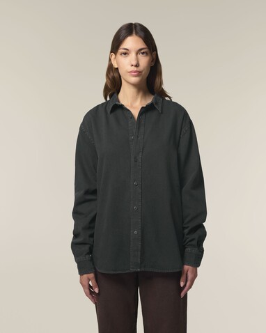 Worker Shirt - Das Relaxed Unisex-Hemd - G. Dyed Black Rock - S bedrucken, Art.-Nr. STWU975C1401S