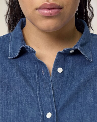 Stella Denim Shirt - Das Damen-Jeanshemd - Mid Wash - M bedrucken, Art.-Nr. STWW970C3711M