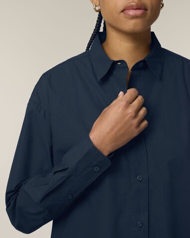 Stella Styler Shirt - Das Relaxed Damen-Popelinehemd - French Navy - XS bedrucken, Art.-Nr. STWW973C727XS