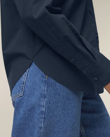 Stella Styler Shirt - Das Relaxed Damen-Popelinehemd - French Navy - S bedrucken, Art.-Nr. STWW973C7271S
