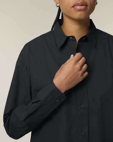 Stella Styler Shirt - Das Relaxed Damen-Popelinehemd - Black - XS bedrucken, Art.-Nr. STWW973C002XS