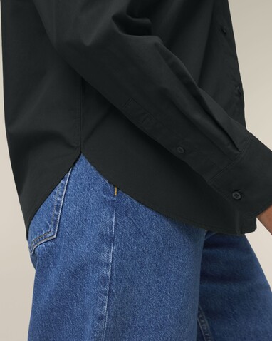 Stella Styler Shirt - Das Relaxed Damen-Popelinehemd - Black - L bedrucken, Art.-Nr. STWW973C0021L