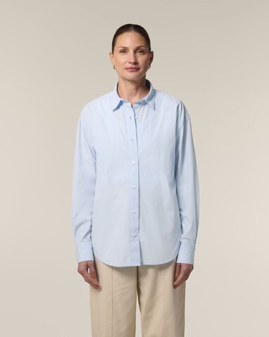 Stella Styler Shirt - Das Relaxed Damen-Popelinehemd - Summer Blue - S bedrucken, Art.-Nr. STWW973C3661S