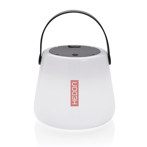 SolarGlow Außenleuchte aus RCS rec. Kunststoff mit USB-Lampe weiß bedrucken, Art.-Nr. P513.473