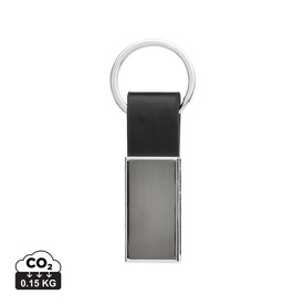 Schicker PU Schlüsselanhänger aus RCS recyc. Zinklegierung schwarz bedrucken, Art.-Nr. P191.6401