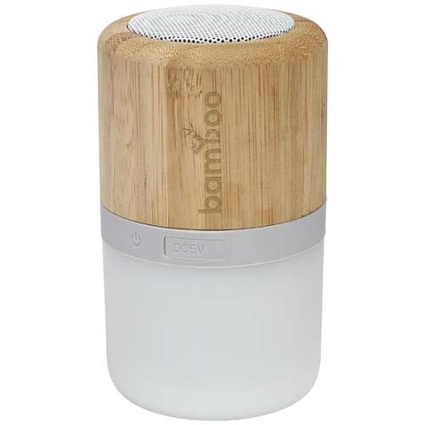 Aurea Bluetooth® Lautsprecher aus Bambus mit Licht, natur bedrucken, Art.-Nr. 12415171