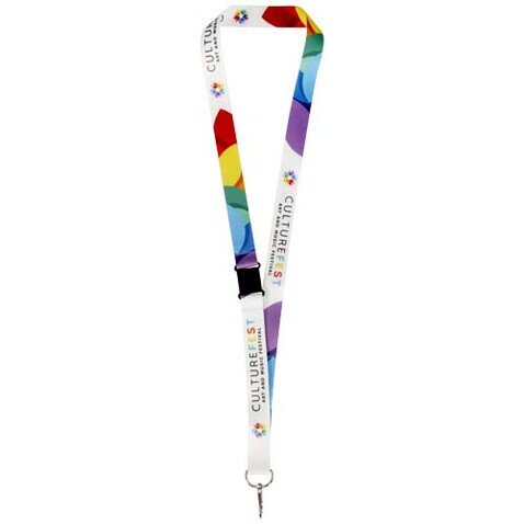 Lois Sublimation RPET-Lanyard mit Sicherheitsverschluss, schwarz, weiss, 10mm bedrucken, Art.-Nr. 1PL1201C
