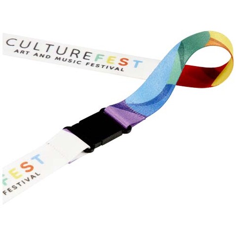 Lois Sublimation RPET-Lanyard mit Sicherheitsverschluss, schwarz, weiss, 10mm bedrucken, Art.-Nr. 1PL1201C