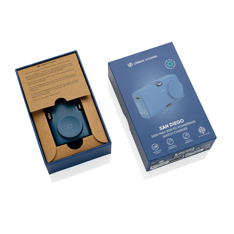 Urban Vitamin San Diego 20W PD RCS Powerbank & WatchCharger blau bedrucken, Art.-Nr. P322.8605 Urban Vitamin San Diego 20W PD RCS Powerbank & WatchCharger blau bedrucken, Art.-Nr. P322.8605