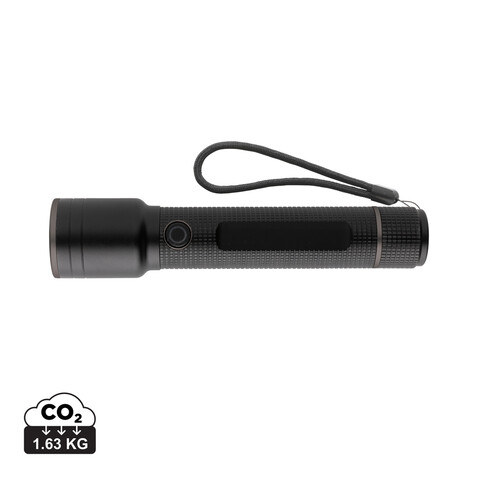 Große Gear X Taschenlampe aus RCS recycelt. Alu mit USB-Akku schwarz bedrucken, Art.-Nr. P513.921 Große Gear X Taschenlampe aus RCS recycelt. Alu mit USB-Akku schwarz bedrucken, Art.-Nr. P513.921