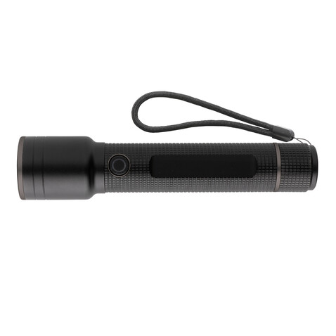 Große Gear X Taschenlampe aus RCS recycelt. Alu mit USB-Akku schwarz bedrucken, Art.-Nr. P513.921 Große Gear X Taschenlampe aus RCS recycelt. Alu mit USB-Akku schwarz bedrucken, Art.-Nr. P513.921