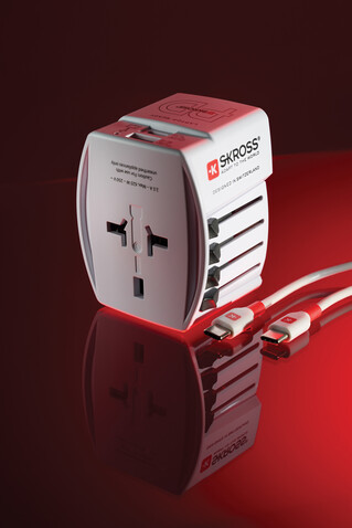 SKROSS World Travel Adapter MUV 65W PD mit USB-C-Kabel weiß bedrucken, Art.-Nr. RB1.302976 SKROSS World Travel Adapter MUV 65W PD mit USB-C-Kabel weiß bedrucken, Art.-Nr. RB1.302976