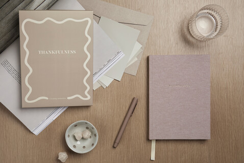 VINGA Thankfulness GRS-recyceltes Papierjournal beige bedrucken, Art.-Nr. V7730319 VINGA Thankfulness GRS-recyceltes Papierjournal beige bedrucken, Art.-Nr. V7730319