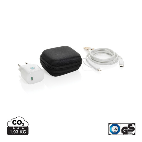 Boost 2-tlg. 20W Type-C Ladeset aus RCS recyceltem PET schwarz bedrucken, Art.-Nr. P301.2501