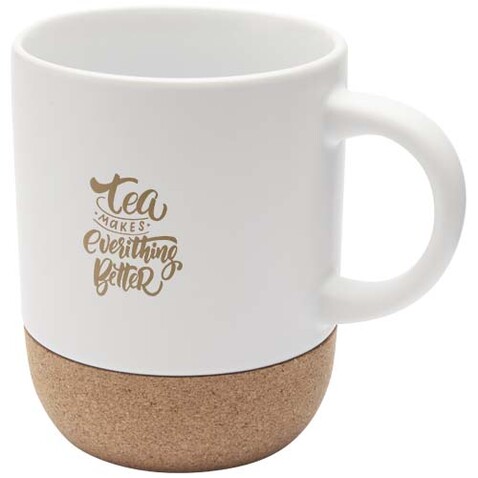 Billie 300 ml Keramiktasse mit Korkdetails, weiss bedrucken, Art.-Nr. 10084701 Billie 300 ml Keramiktasse mit Korkdetails, weiss bedrucken, Art.-Nr. 10084701