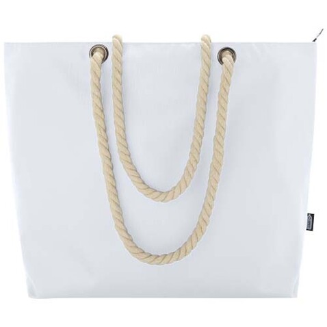 Panama Strandkühltasche mit Kordelgriffen aus recyceltem GRS-Material, 23L, weiss bedrucken, Art.-Nr. 13007901 Panama Strandkühltasche mit Kordelgriffen aus recyceltem GRS-Material, 23L, weiss bedrucken, Art.-Nr. 13007901
