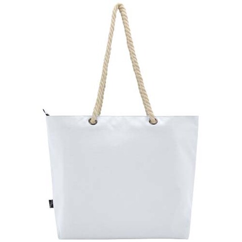 Panama Strandkühltasche mit Kordelgriffen aus recyceltem GRS-Material, 23L, weiss bedrucken, Art.-Nr. 13007901 Panama Strandkühltasche mit Kordelgriffen aus recyceltem GRS-Material, 23L, weiss bedrucken, Art.-Nr. 13007901