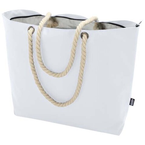 Panama Strandkühltasche mit Kordelgriffen aus recyceltem GRS-Material, 23L, weiss bedrucken, Art.-Nr. 13007901 Panama Strandkühltasche mit Kordelgriffen aus recyceltem GRS-Material, 23L, weiss bedrucken, Art.-Nr. 13007901