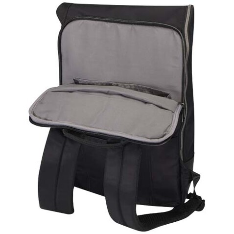 Rhine 15" Rolltop-Rucksack aus recyceltem GRS-Material 18 L, schwarz bedrucken, Art.-Nr. 13008890