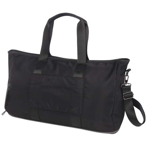 Rhine erweiterbare Reisetasche aus recyceltem Material 35 L, schwarz bedrucken, Art.-Nr. 13008990