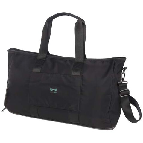 Rhine erweiterbare Reisetasche aus recyceltem Material 35 L, schwarz bedrucken, Art.-Nr. 13008990