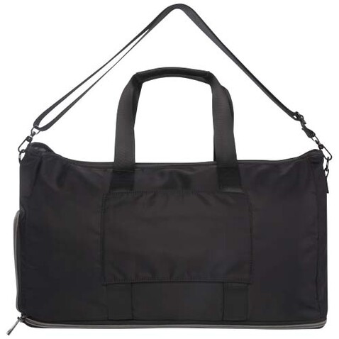Rhine erweiterbare Reisetasche aus recyceltem Material 35 L, schwarz bedrucken, Art.-Nr. 13008990