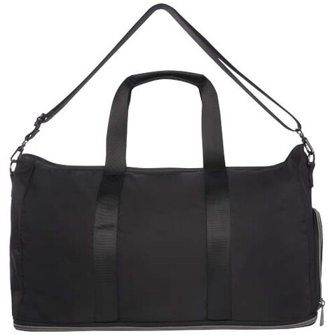 Rhine erweiterbare Reisetasche aus recyceltem Material 35 L, schwarz bedrucken, Art.-Nr. 13008990