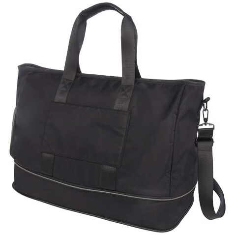 Rhine erweiterbare Reisetasche aus recyceltem Material 35 L, schwarz bedrucken, Art.-Nr. 13008990