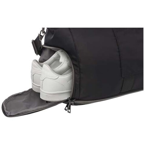 Rhine erweiterbare Reisetasche aus recyceltem Material 35 L, schwarz bedrucken, Art.-Nr. 13008990