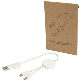 Citala 30 cm 5-in-1 Kabel aus recyceltem Kunststoff für Datenübertragung und 27W Schnellladung, weiss bedrucken, Art.-Nr. 12442701